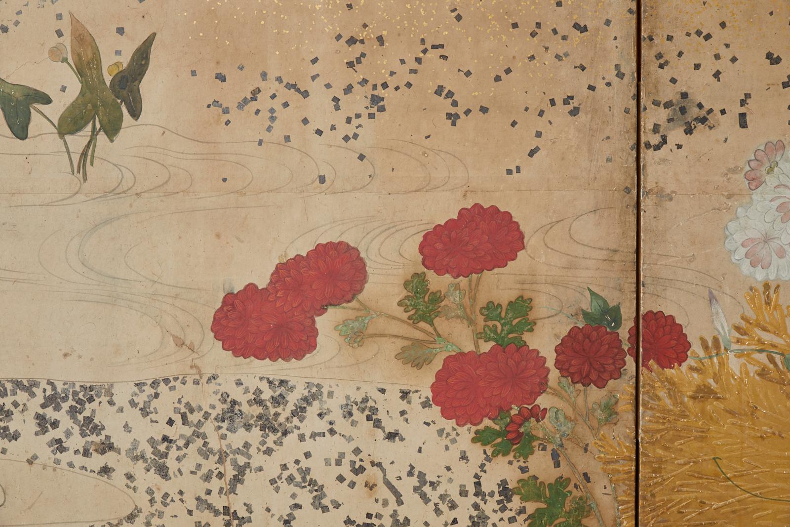 Japanese Edo Period Four-Panel Moriage Screen 5