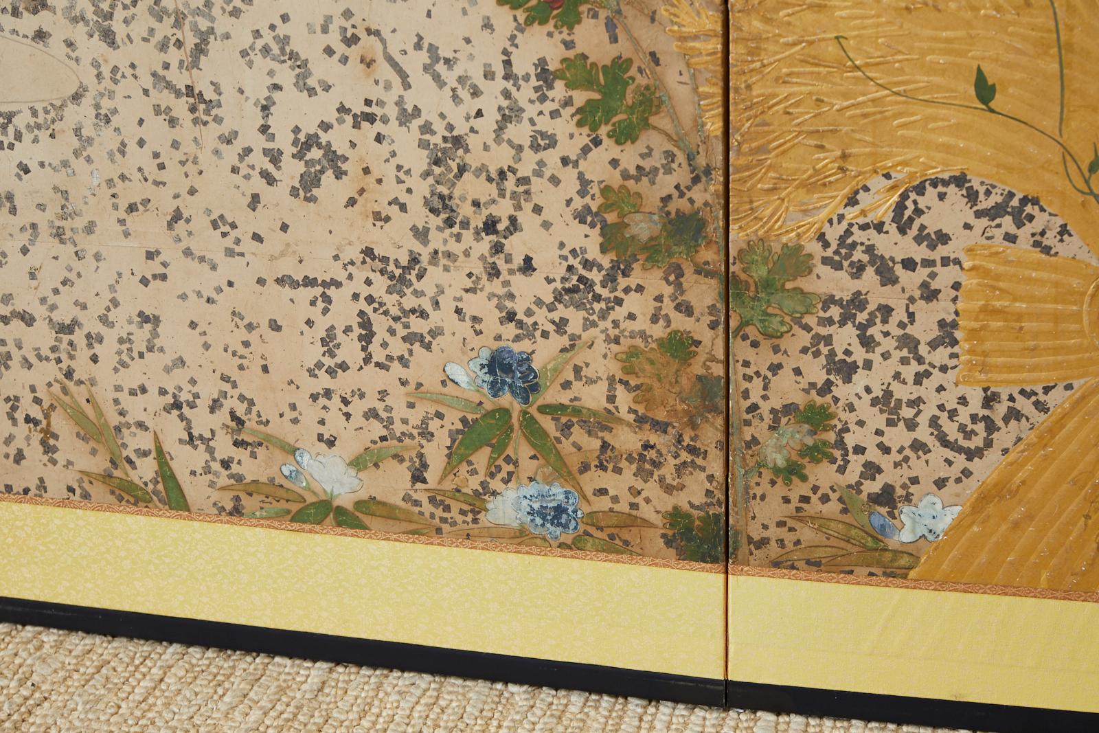 Japanese Edo Period Four-Panel Moriage Screen 6