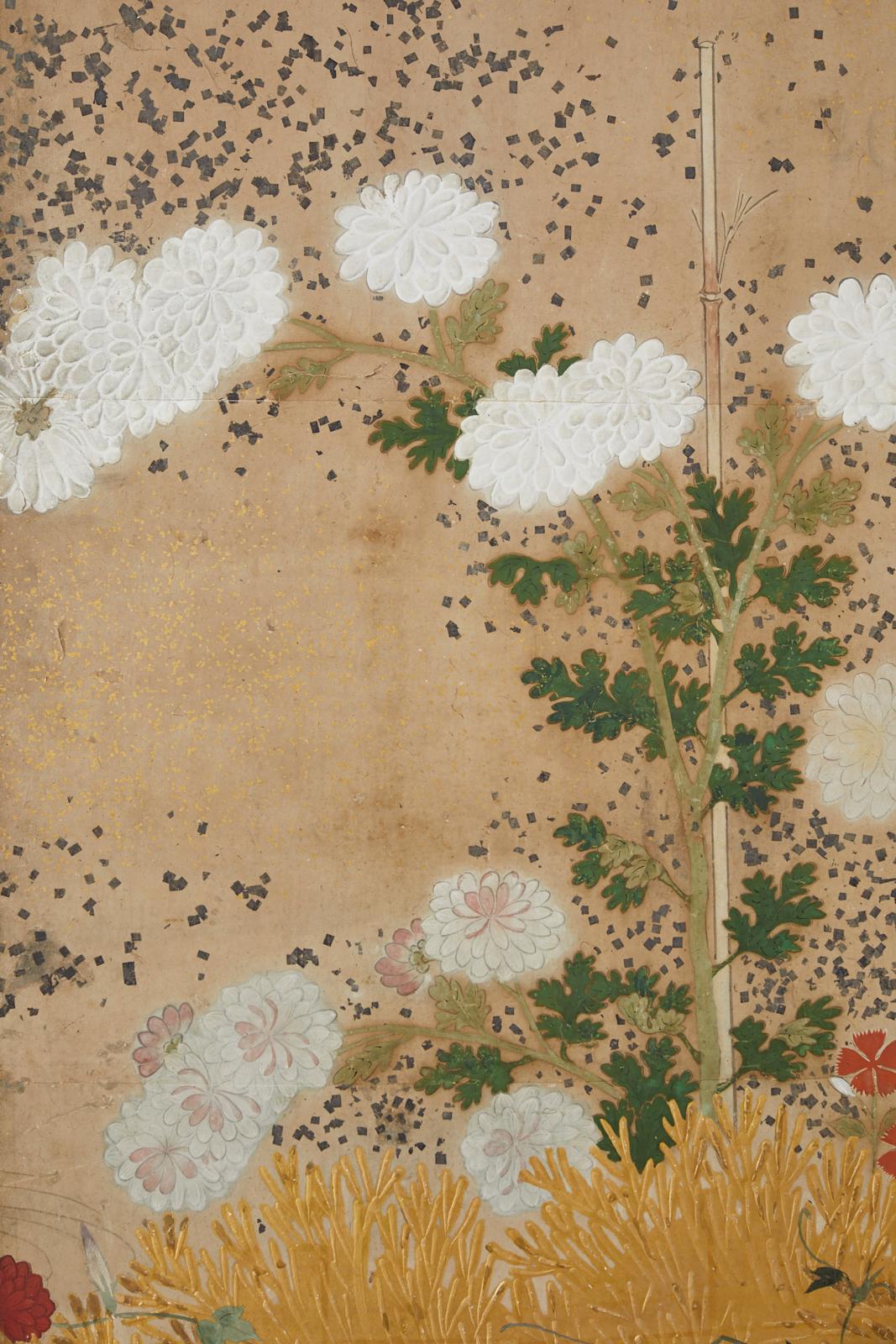 Japanese Edo Period Four-Panel Moriage Screen 7