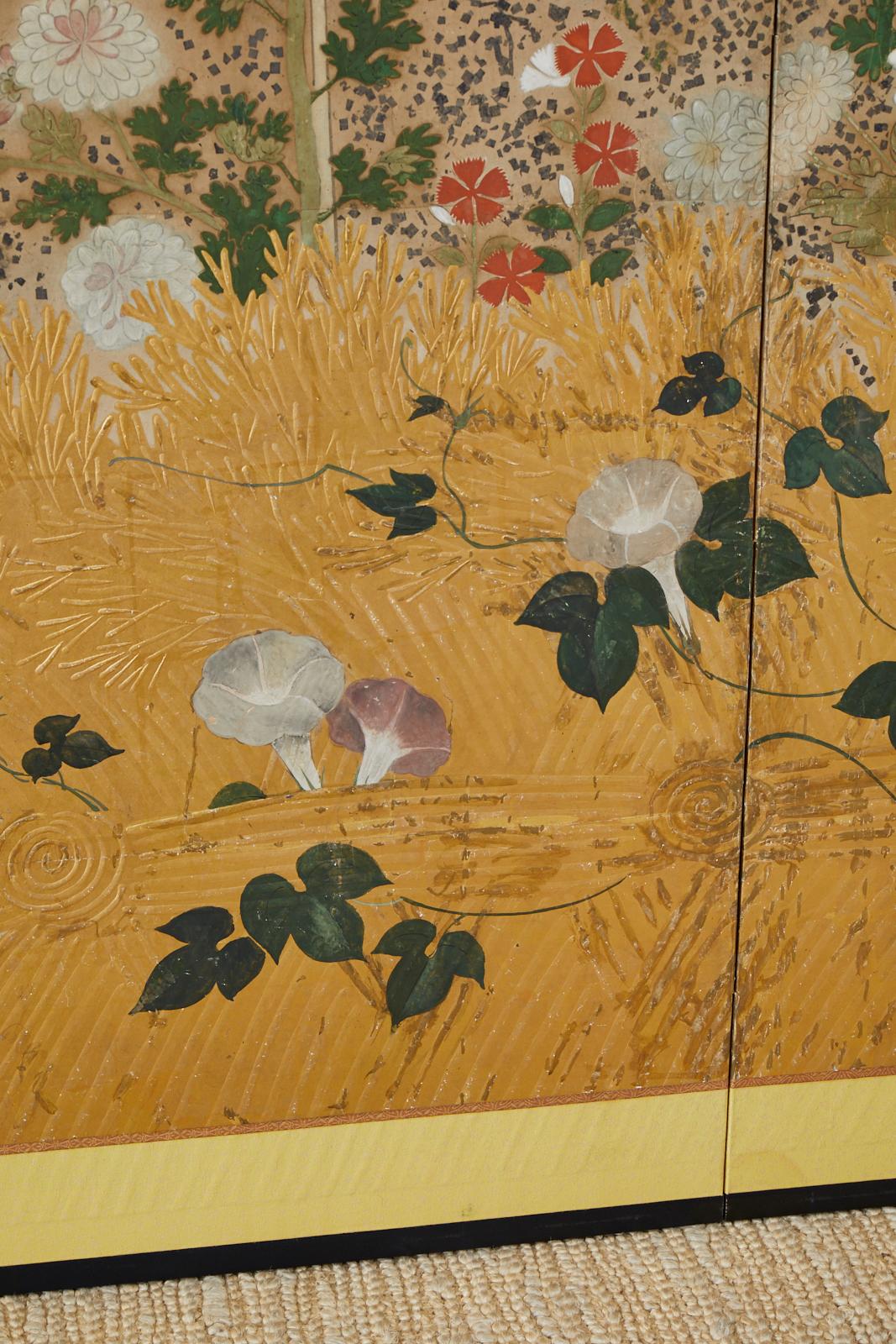 Japanese Edo Period Four-Panel Moriage Screen 8