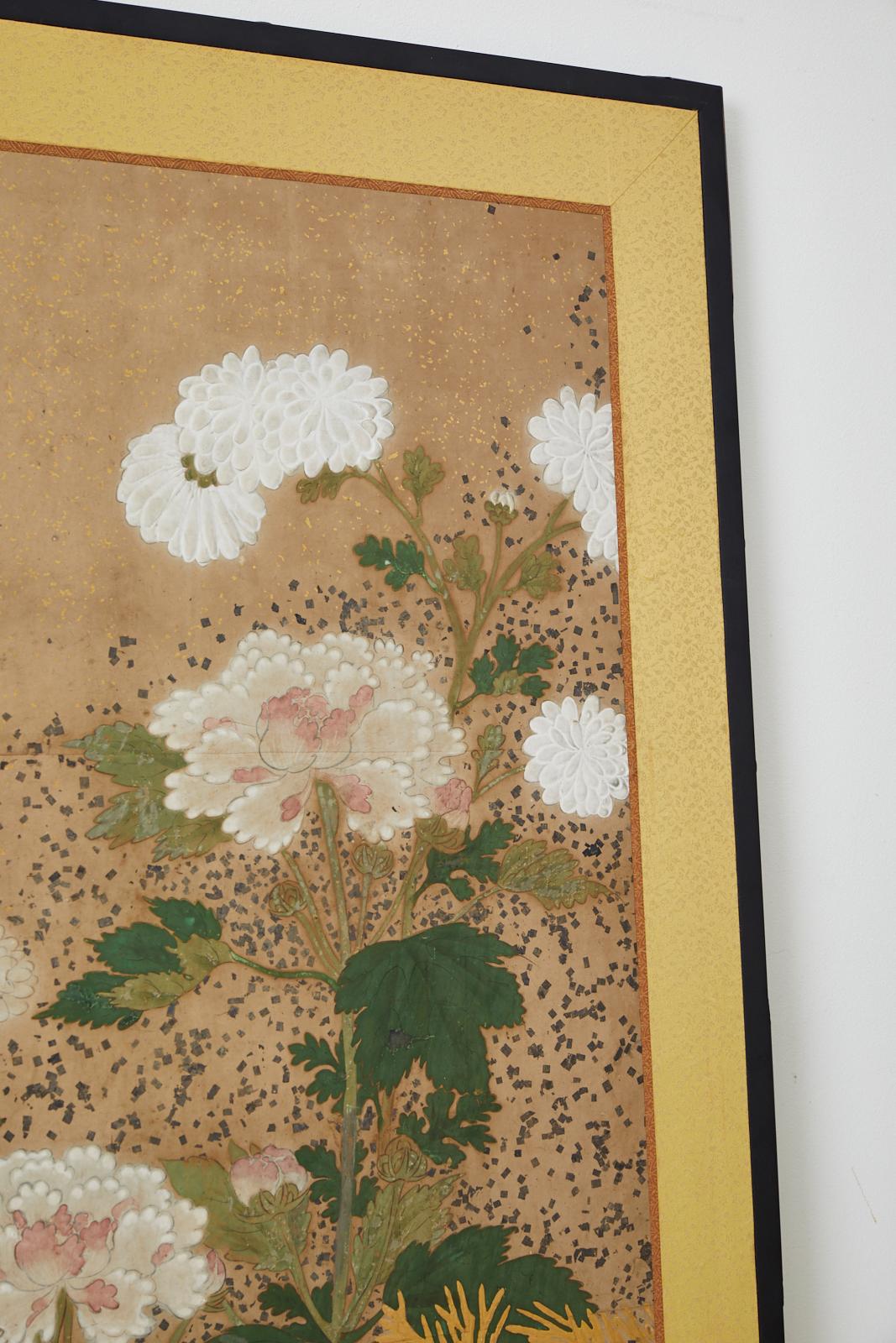 Japanese Edo Period Four-Panel Moriage Screen 9