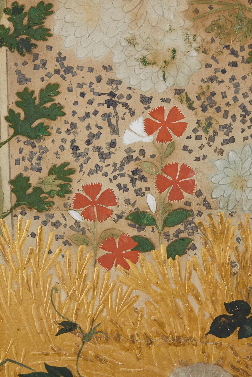 Japanese Edo Period Four-Panel Moriage Screen 10