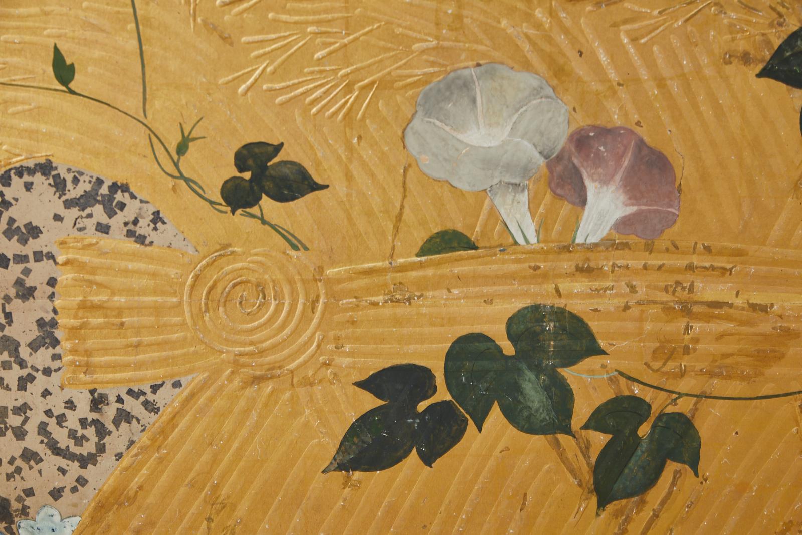 Japanese Edo Period Four-Panel Moriage Screen 11