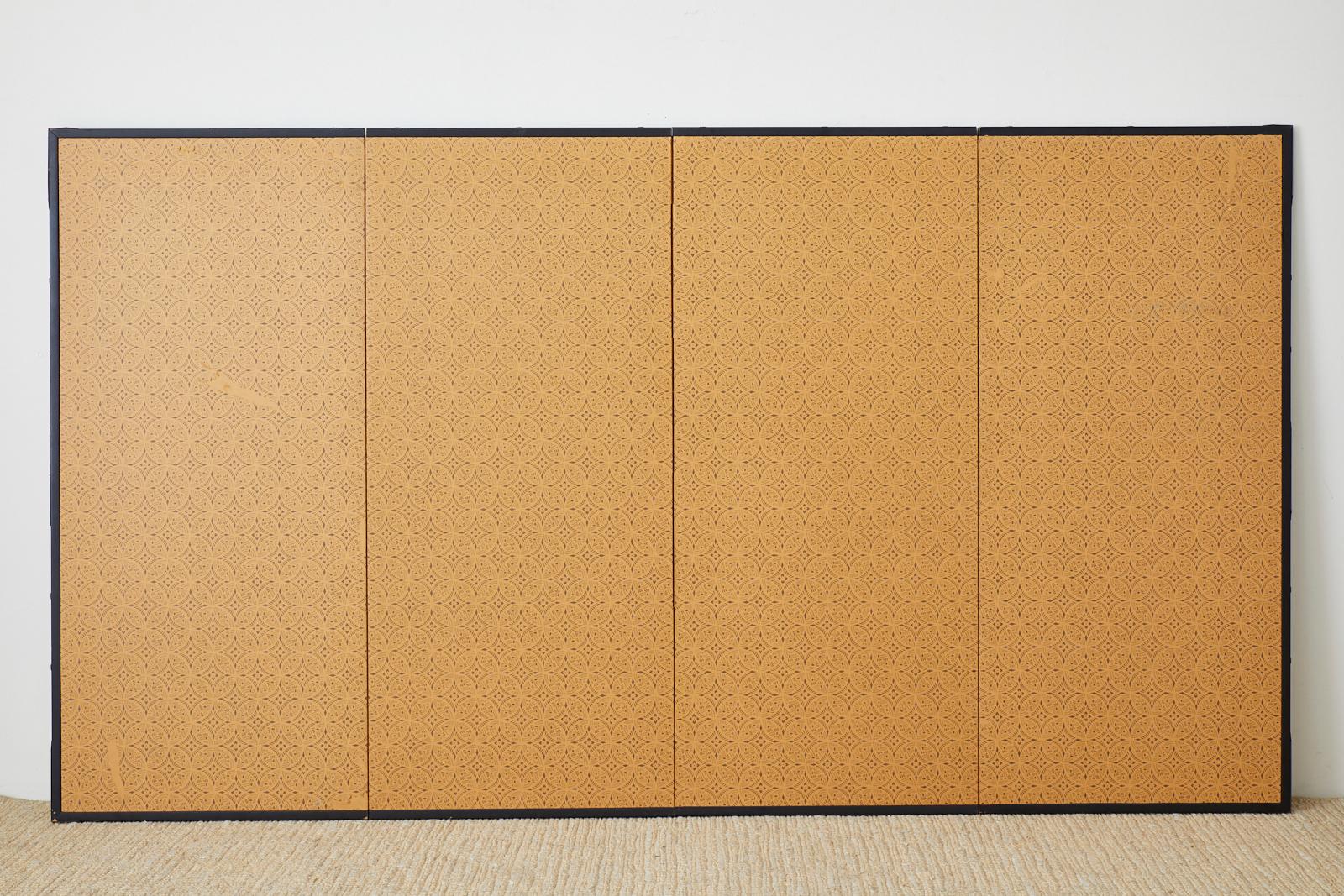 Japanese Edo Period Four-Panel Moriage Screen 14