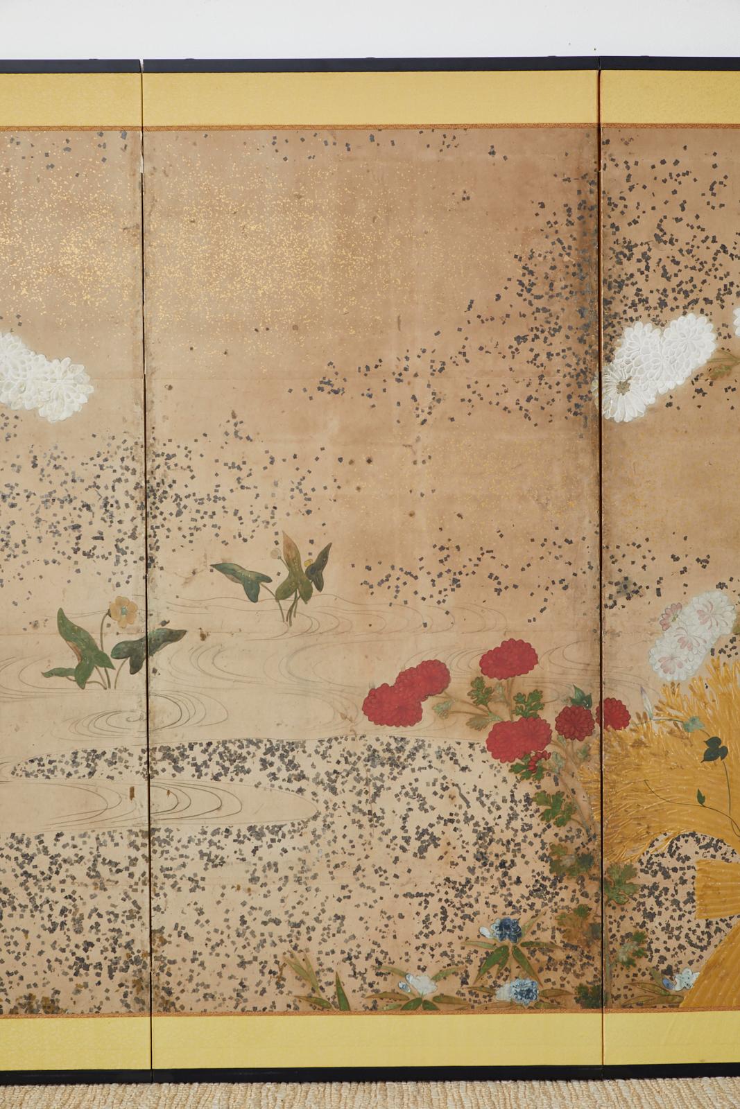 Japanese Edo Period Four-Panel Moriage Screen In Good Condition In Rio Vista, CA