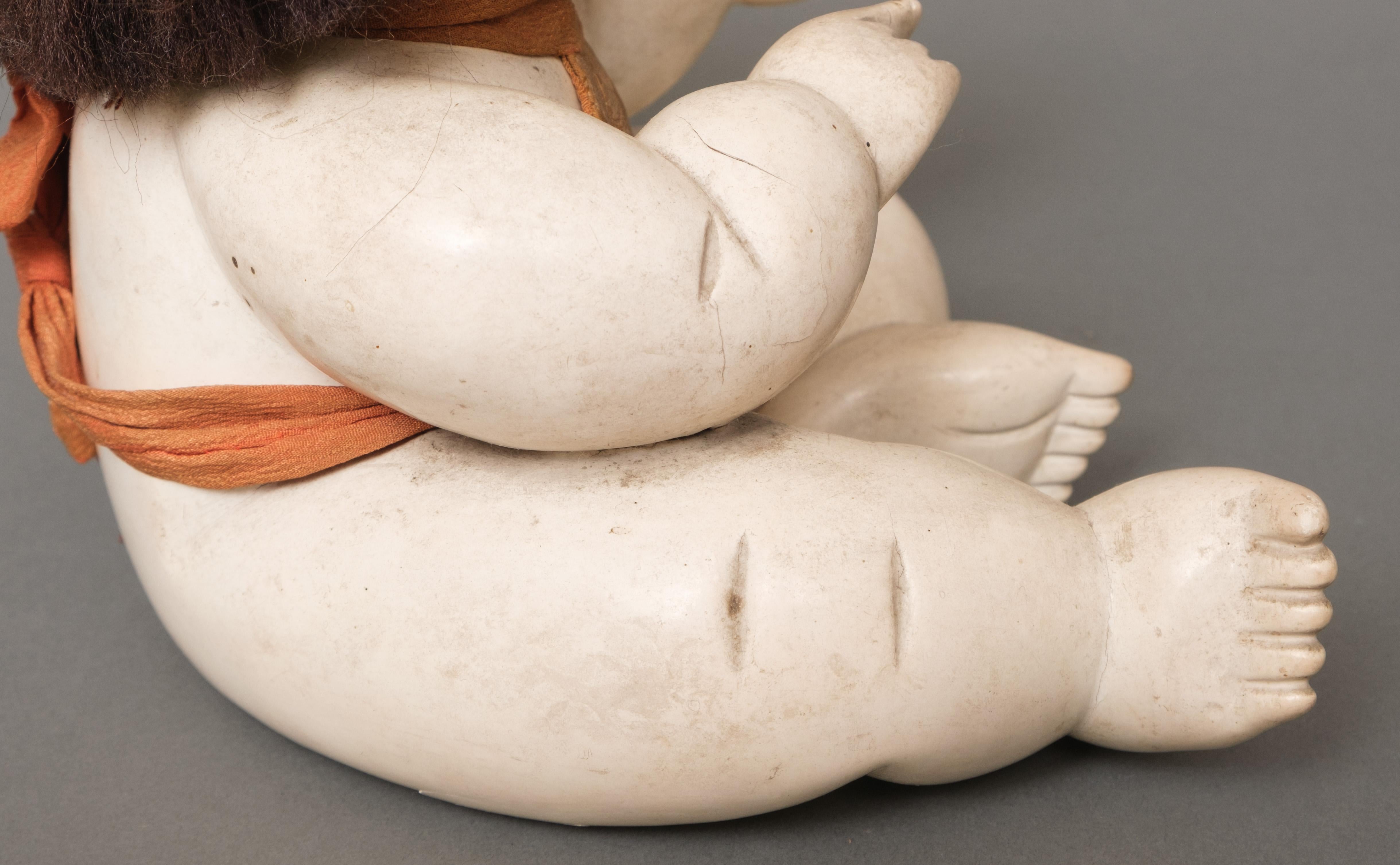 Japanese Edo-period gosho’ningyô 御所人形 (palace doll) of plump, seated child For Sale 11