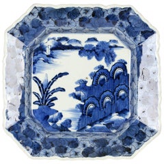 Japanese Edo Period Imari Porcelain Blue 
White Octagonal Dish