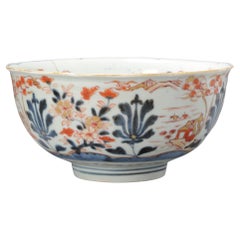Antique Japanese Edo Period Imari Porcelain Bowl Japan Lotus Flowers, C 1680-1700