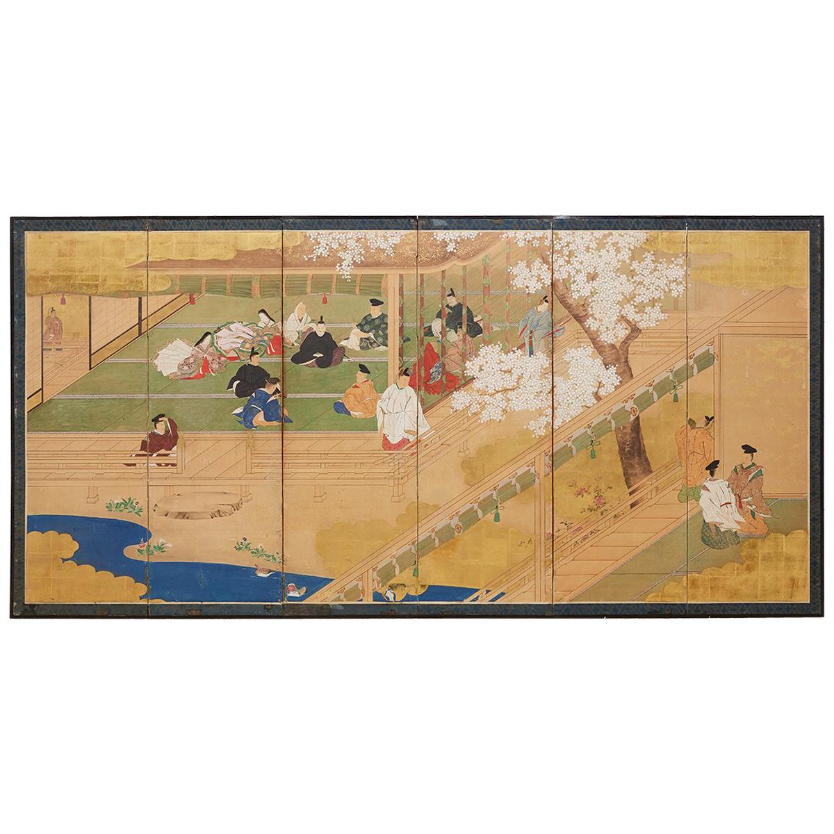 Japanese Edo Period Kano School Six Panel Screen
