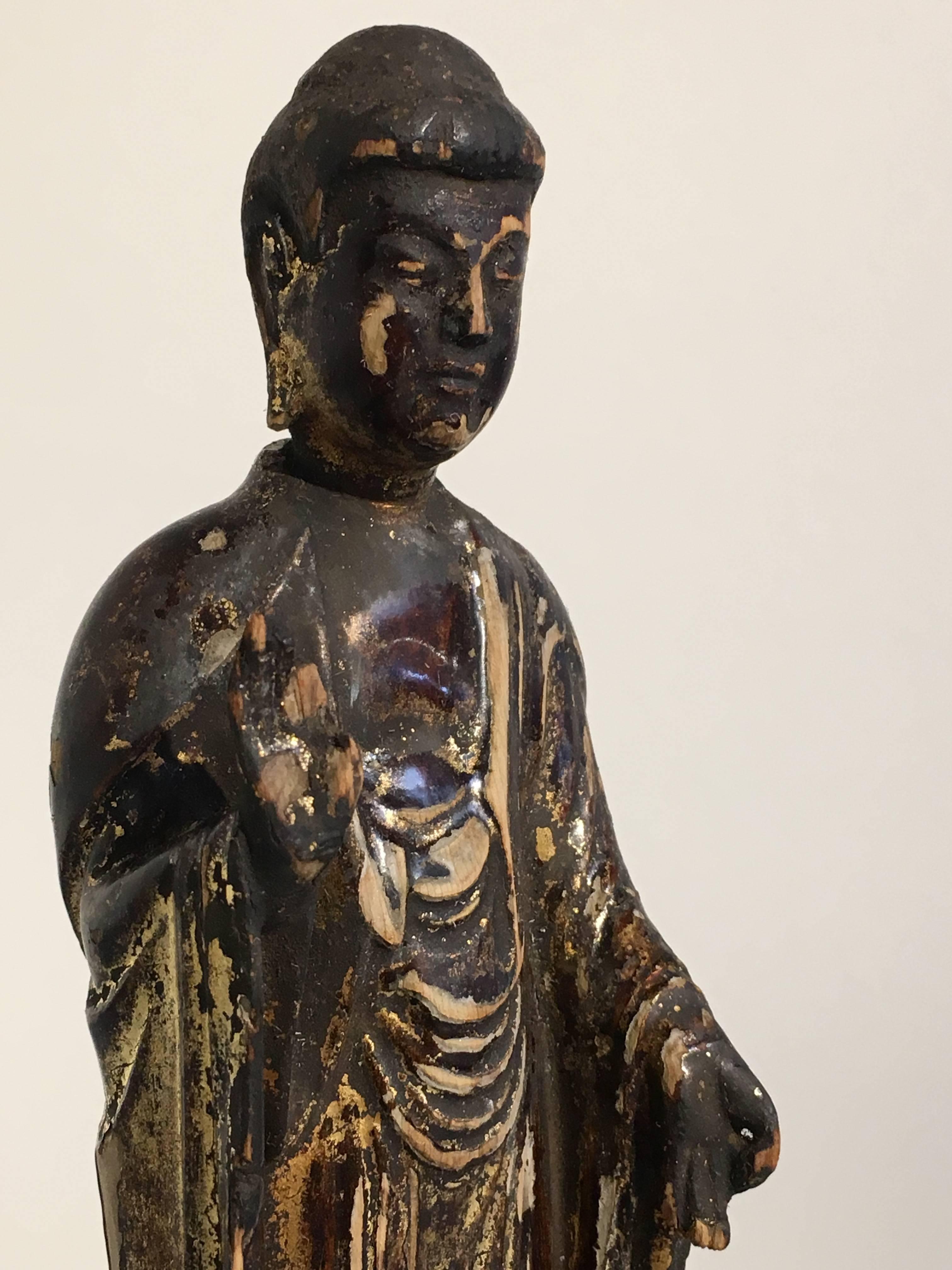 Japanese Edo Period Lacquered and Giltwood Buddha Amida Nyorai 1