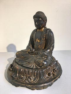 Japanese Edo Period Lacquered Wood Medicine Buddha, Yakushi Nyorai
