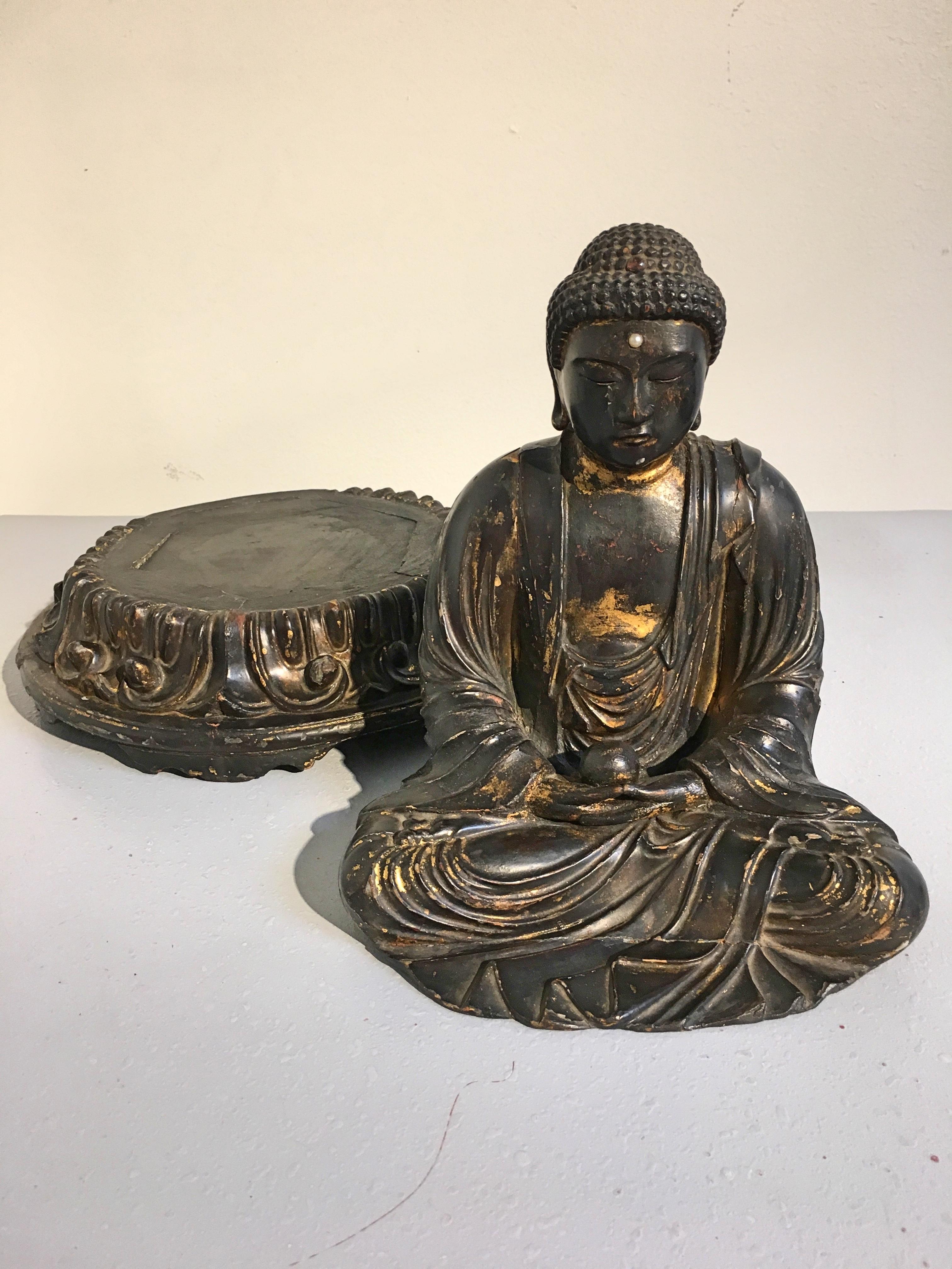 19th Century Japanese Edo Period Lacquered Wood Medicine Buddha, Yakushi Nyorai