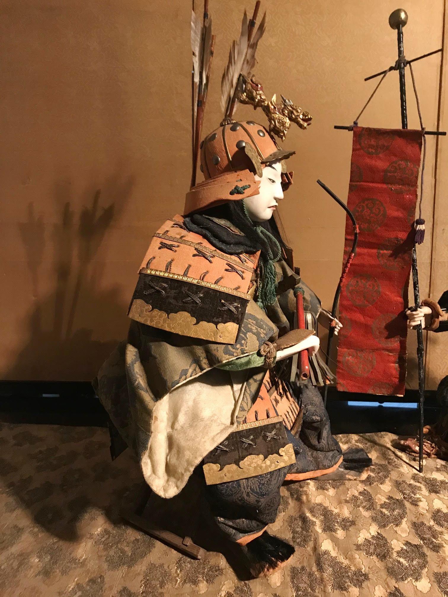Japanese Edo Period Musha Ningyo Doll of Samurai and Attendant 1