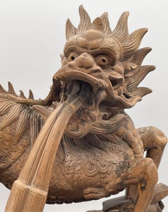 Japanese Edo Period Okimono Carving of a Mythological Figure of Kirin, Ca. 1860