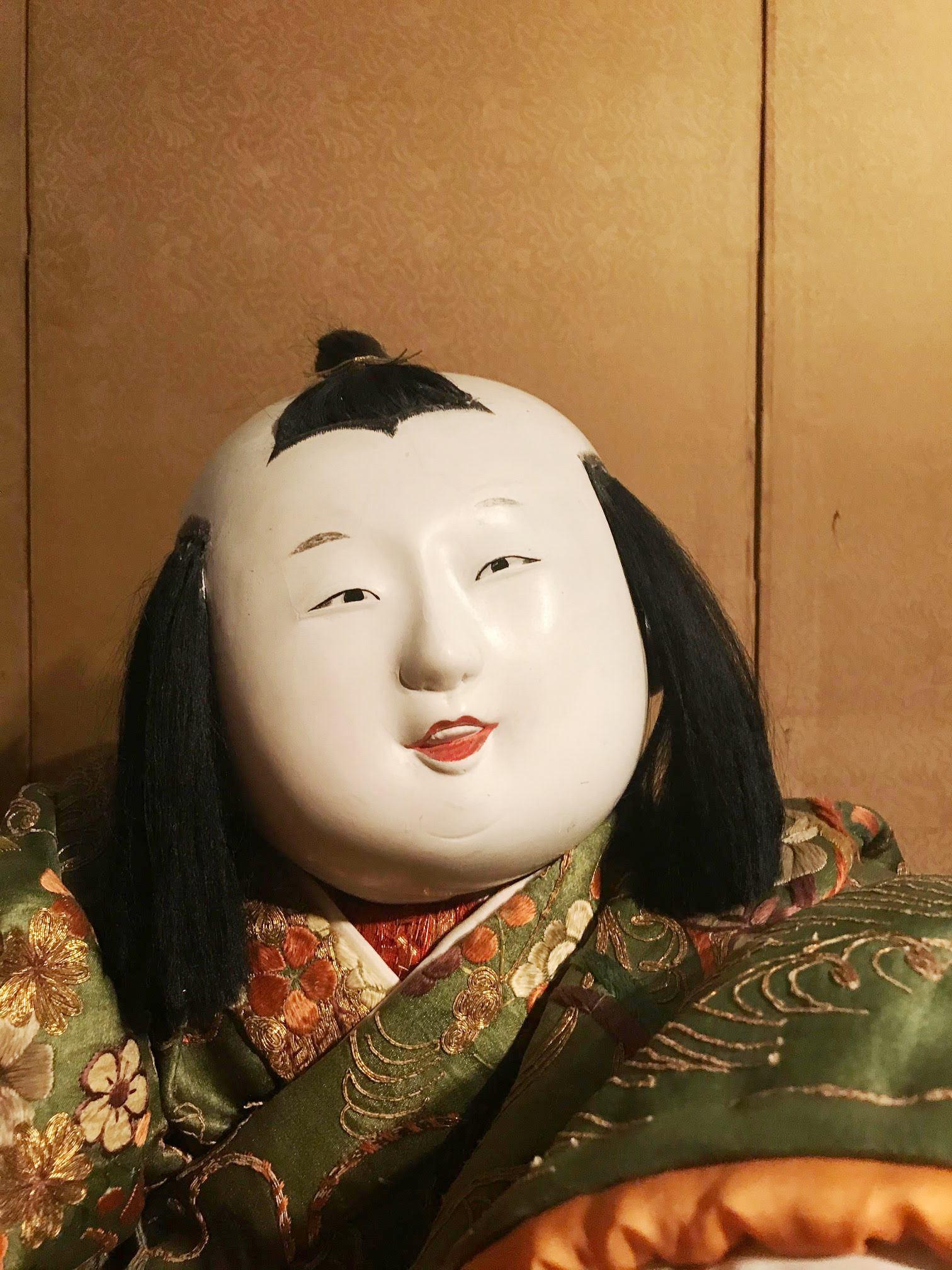Japanese rare late Edo period large Imperial Gosho Ningyo doll. The piece depicts a cute chubby child with very white skin, small limbs and big head with a bright expression and playful posture.
Gosho ningyo dolls were given as gifts within the