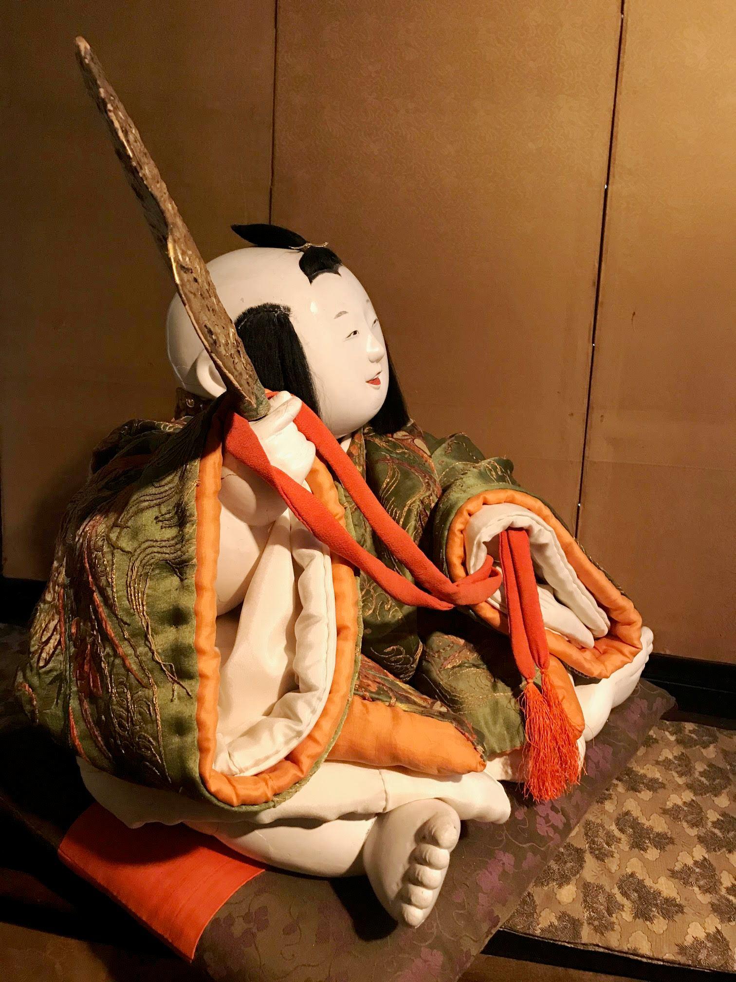 19th Century Japanese Late Edo Period Seated Imperial Gosho Ningyo Doll For Sale