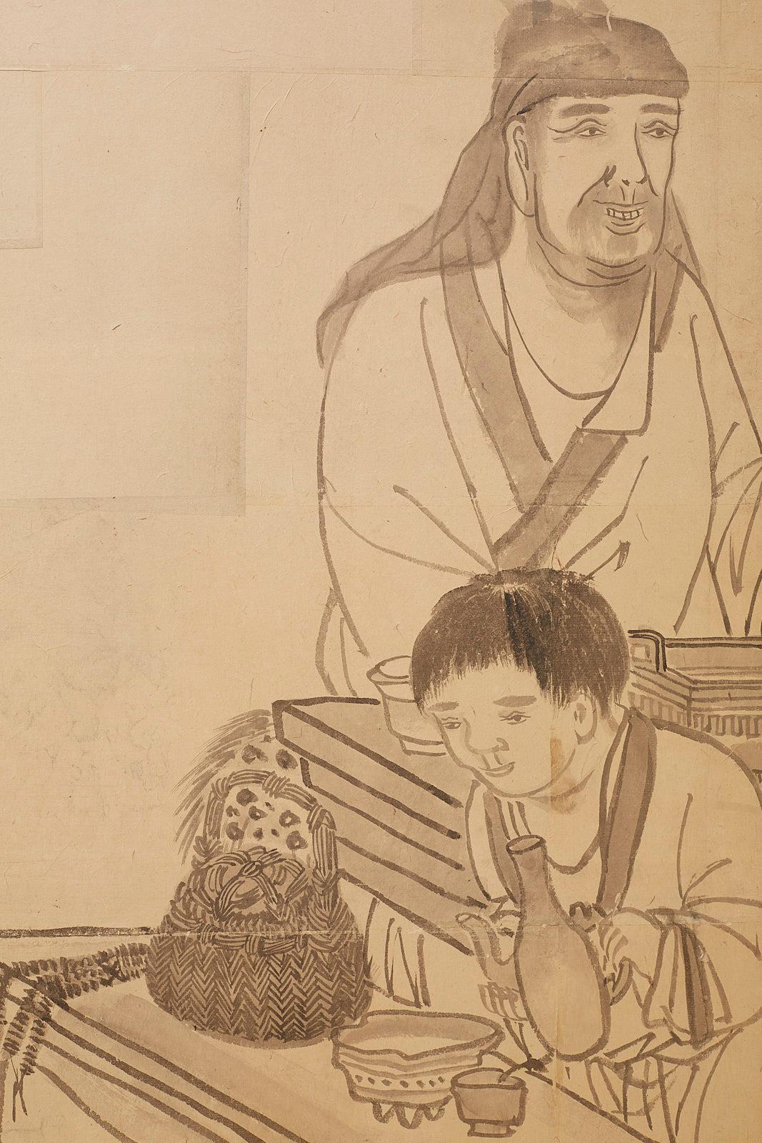 Paravent à six panneaux de la période japonaise Edo représentant des érudits chinois en vente 5