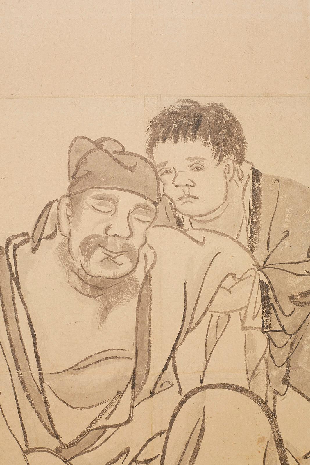 Paravent à six panneaux de la période japonaise Edo représentant des érudits chinois en vente 2
