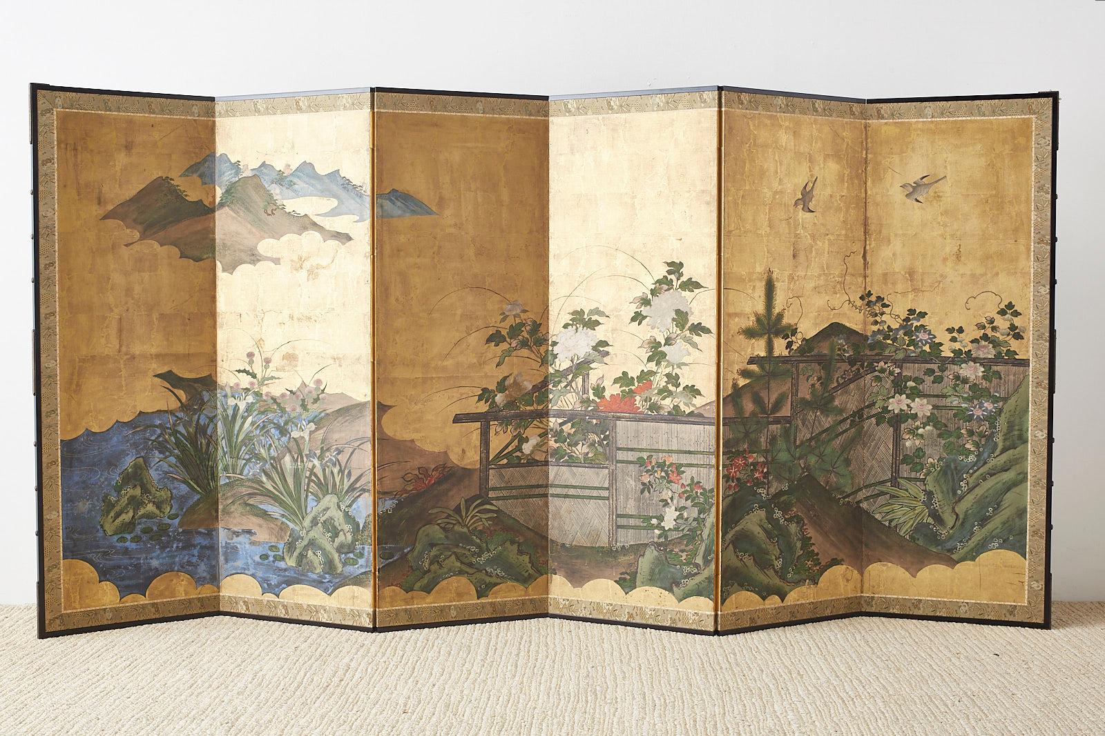 Japanese Edo Period Six-Panel Screen Summer Landscape 11