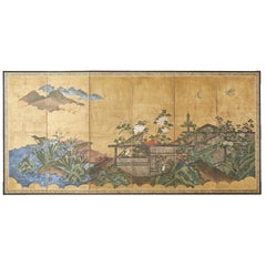 Japanese Edo Period Six-Panel Screen Summer Landscape