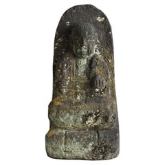 Japanese Edo Period Stone Buddha / 1750-1868 / Jizo Bodhisattva/Garden Figurine