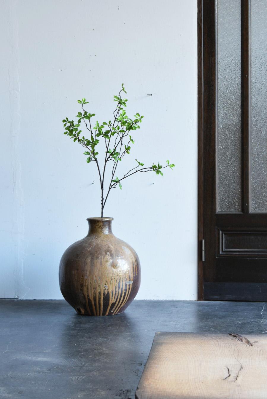 Japanische Vase aus der japanischen Edo-Periode/17. bis 19. Jahrhundert/Antike Vase/Naturglasur 11