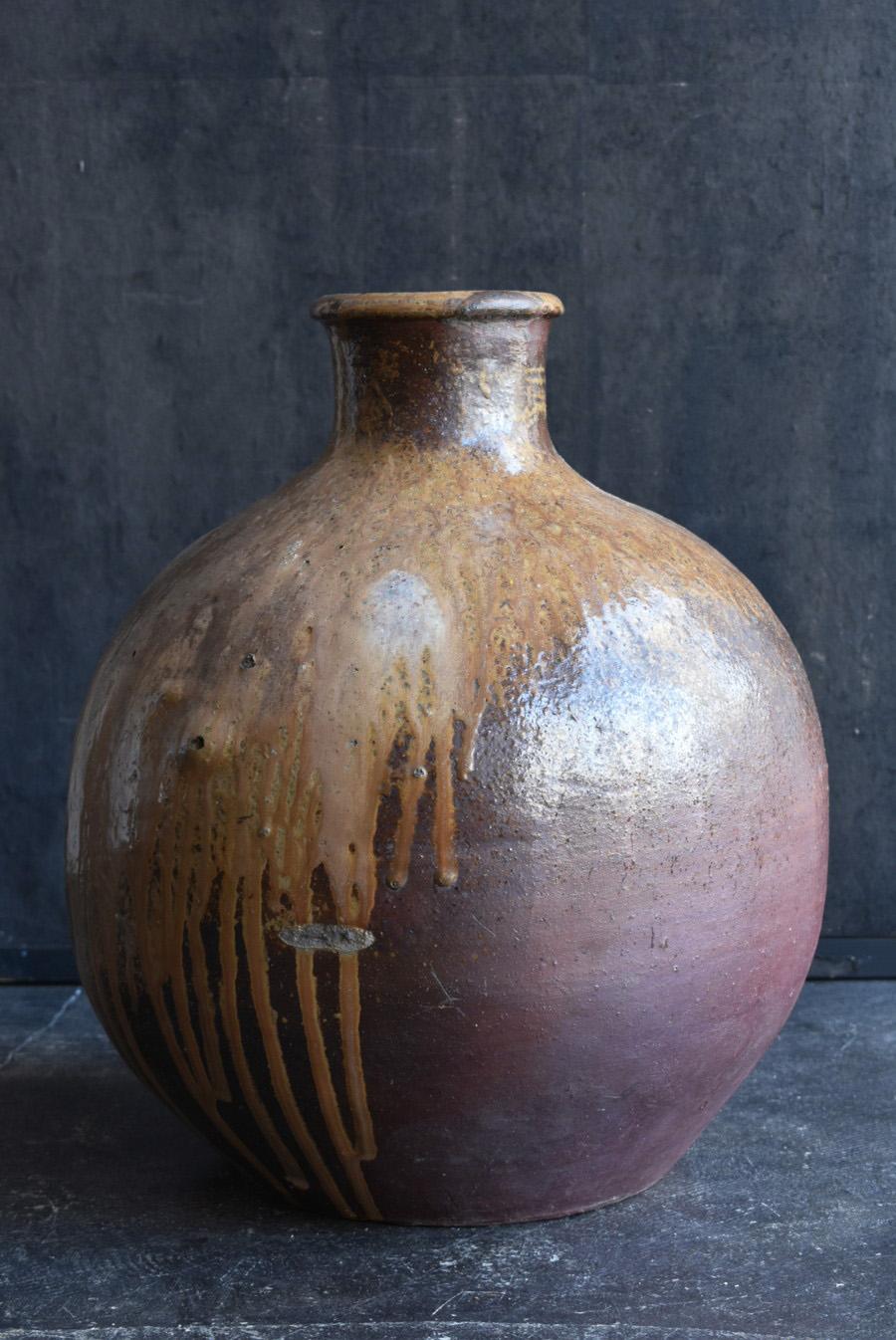 Japanische Vase aus der japanischen Edo-Periode/17. bis 19. Jahrhundert/Antike Vase/Naturglasur 1