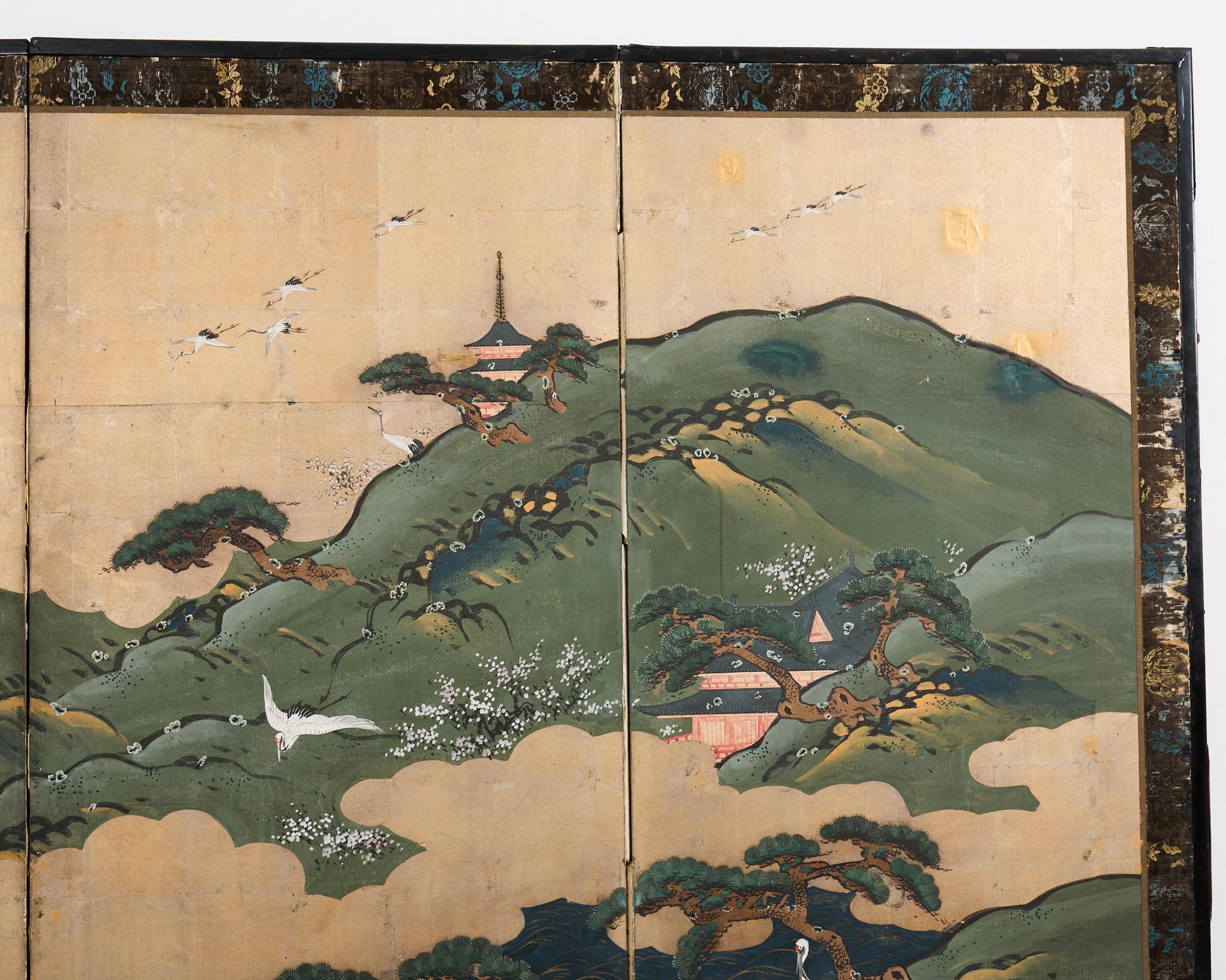 Japanese Edo Screen Kano School Isle of Immortals in vendita 3