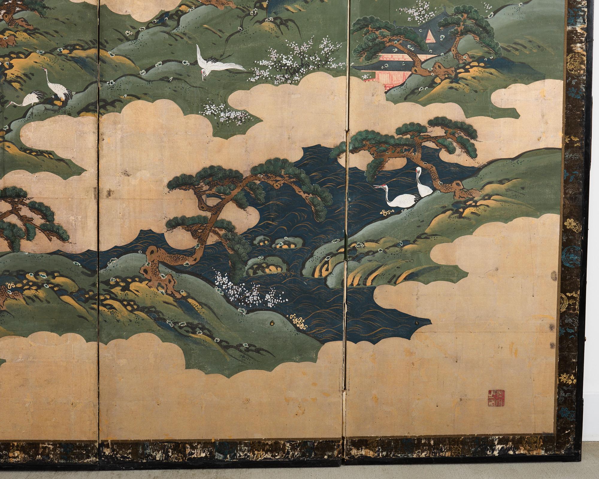 Japanese Edo Screen Kano School Isle of Immortals in vendita 4