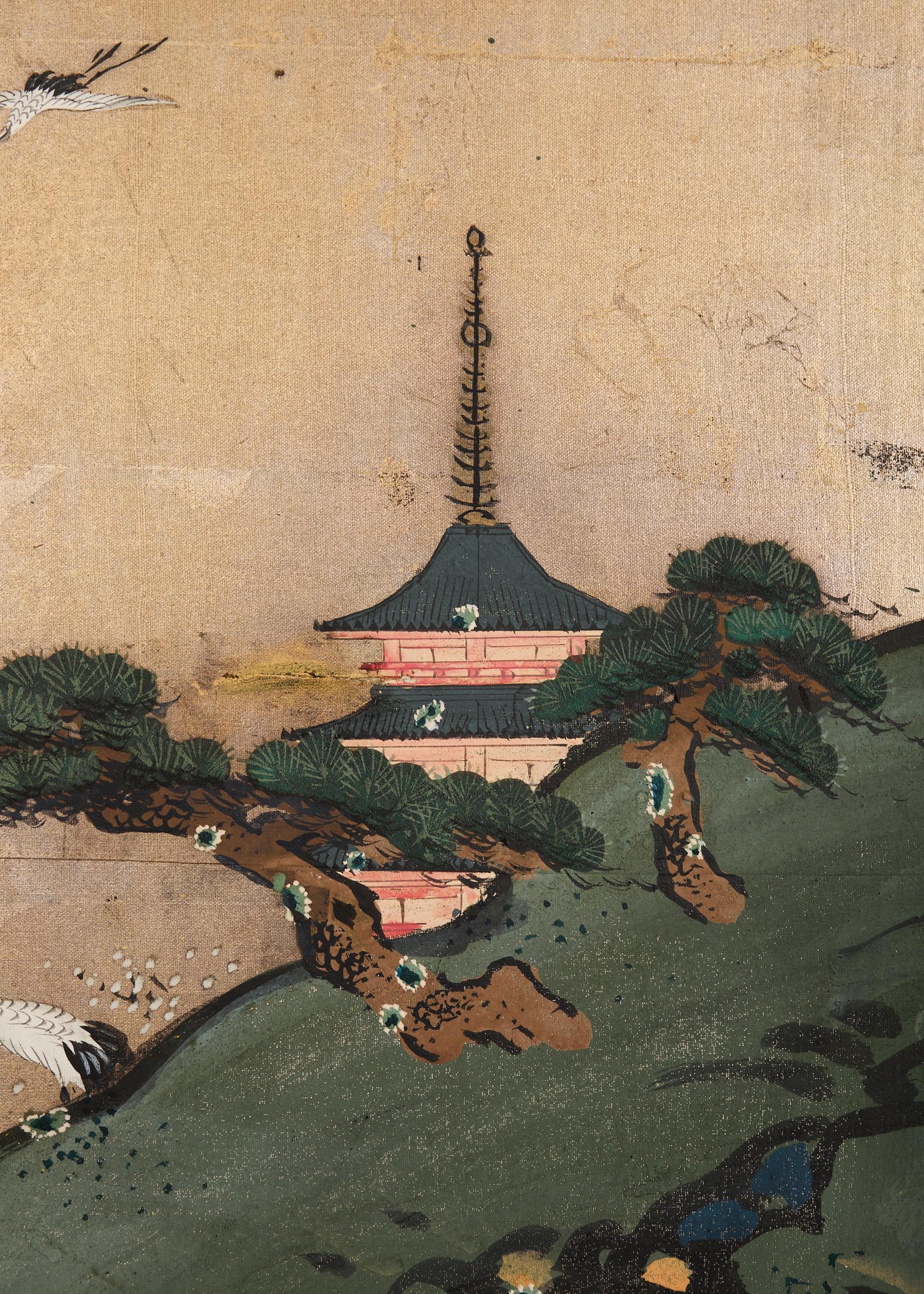 Japanese Edo Screen Kano School Isle of Immortals in vendita 5
