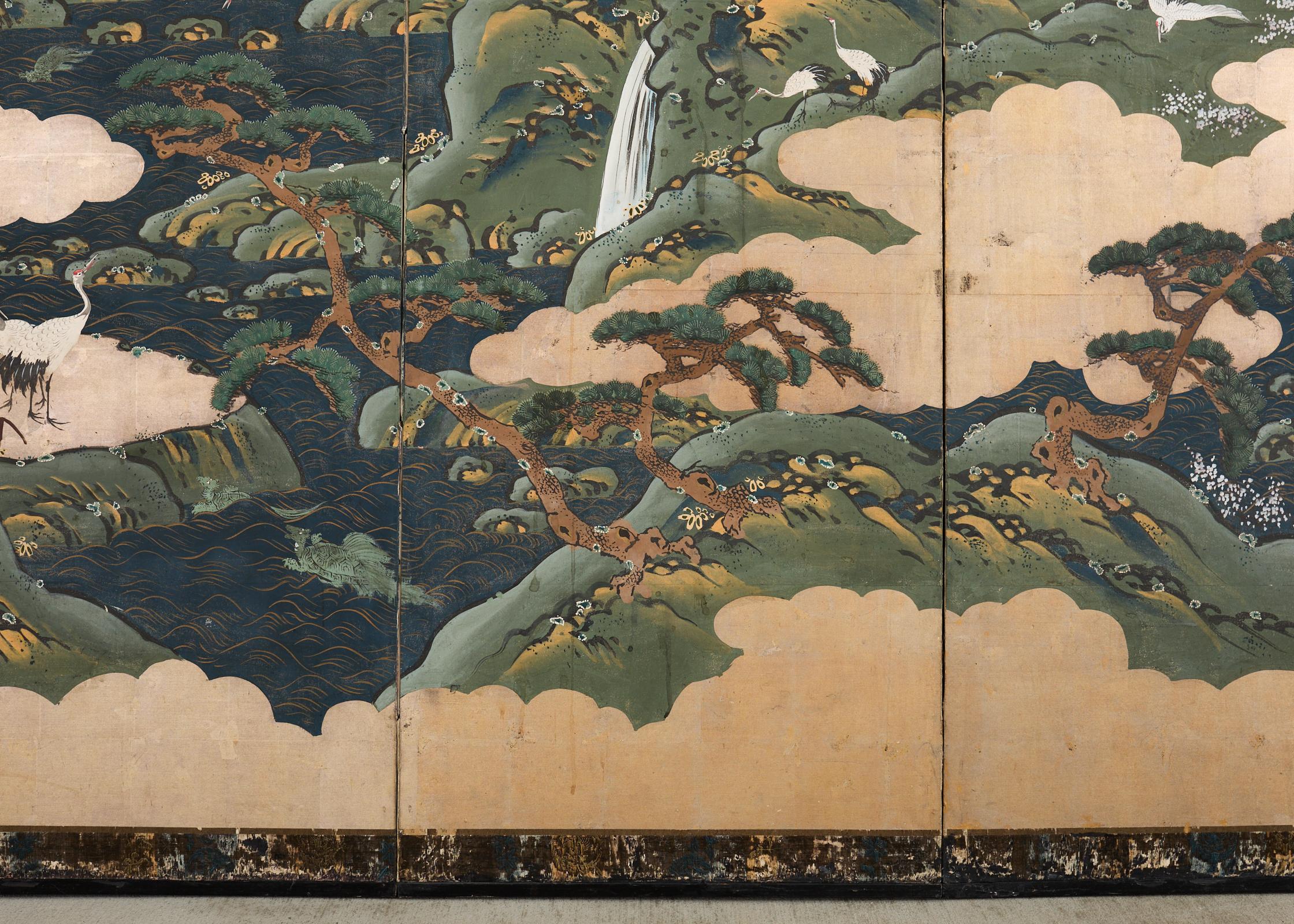 Japanese Edo Screen Kano School Isle of Immortals in vendita 2