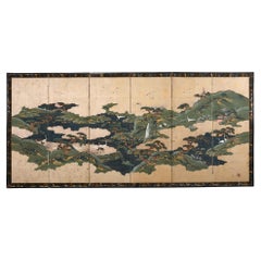 Japanese Edo Screen Kano School Isle of Immortals