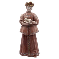 Japanese Edo Signed Miyo Kiln Pottery Lady with White Rat, Kyoto, c. 1860