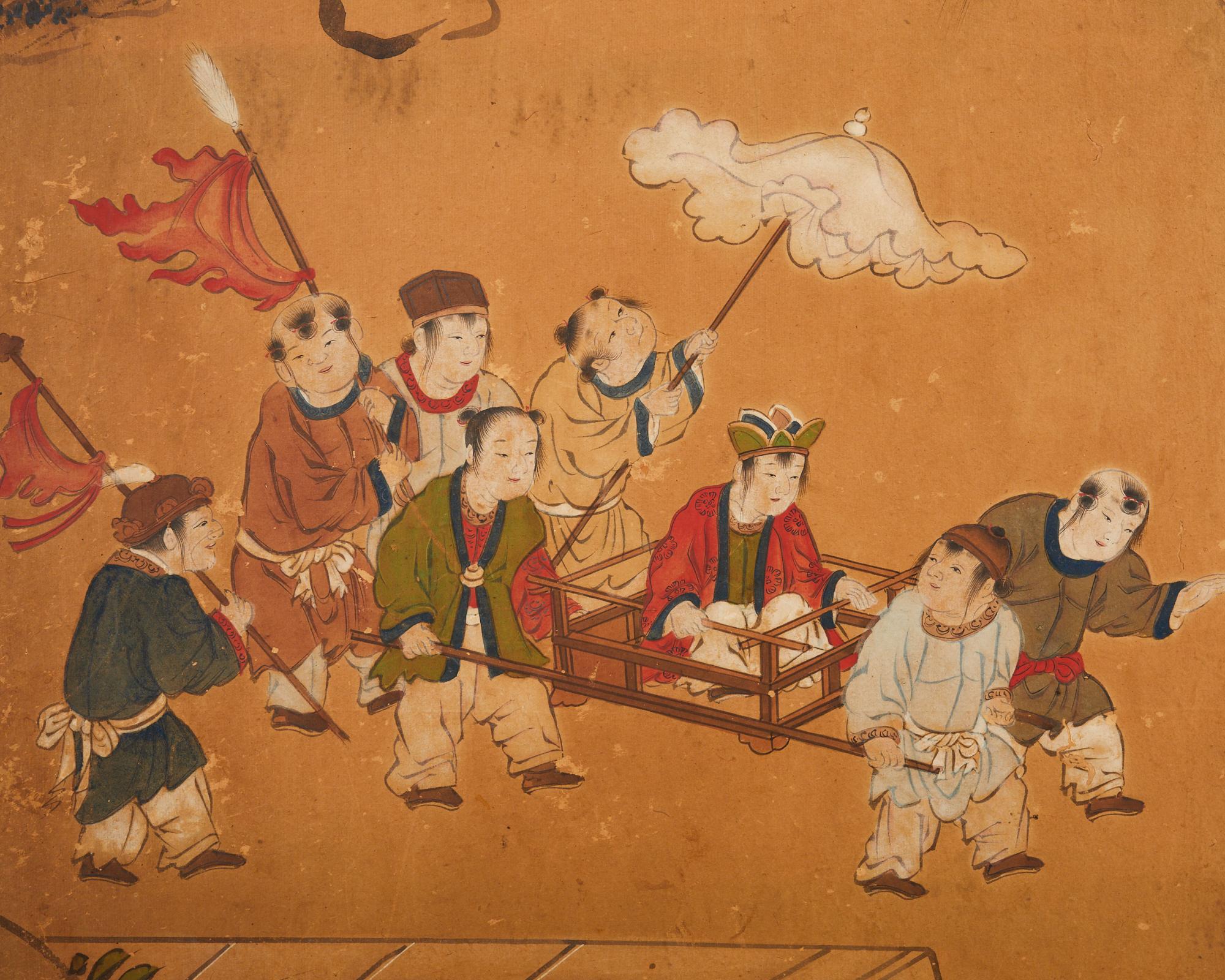 Japanese Edo Six Panel Screen Chinese Children at Play For Sale 7