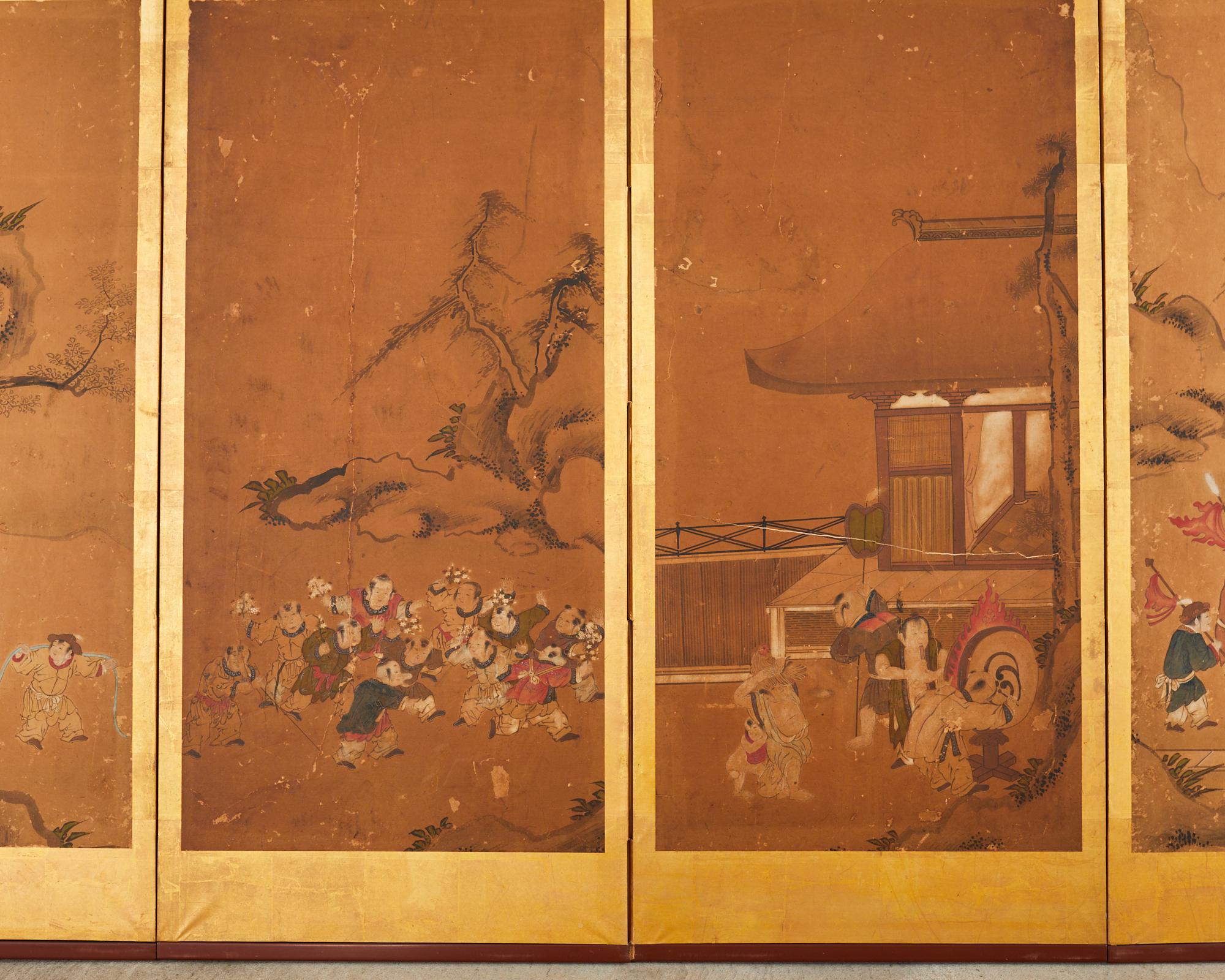 Japanese Edo Six Panel Screen Chinese Children at Play For Sale 10
