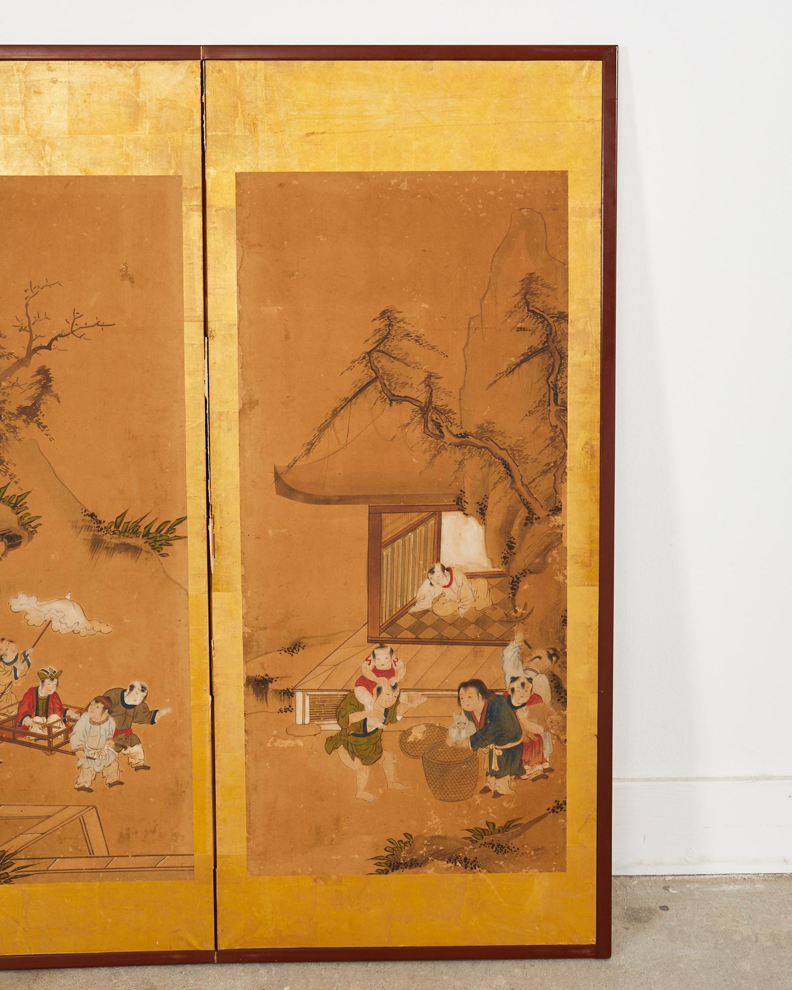 Japanese Edo Six Panel Screen Chinese Children at Play For Sale 2