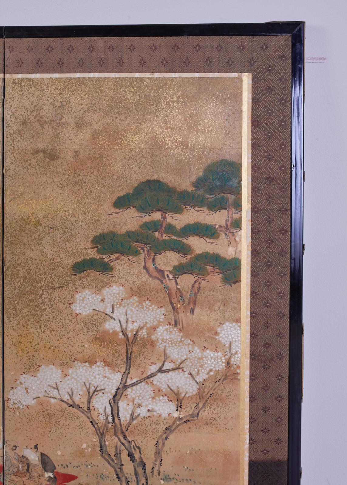 Japanese Edo Six-Panel Screen Feasting Under Cherry Blossoms 4