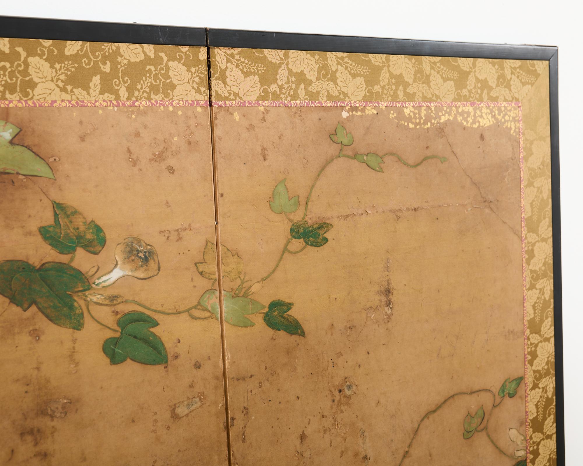 Biombo japonés Edo de seis paneles Floración Morning Glory en venta 8