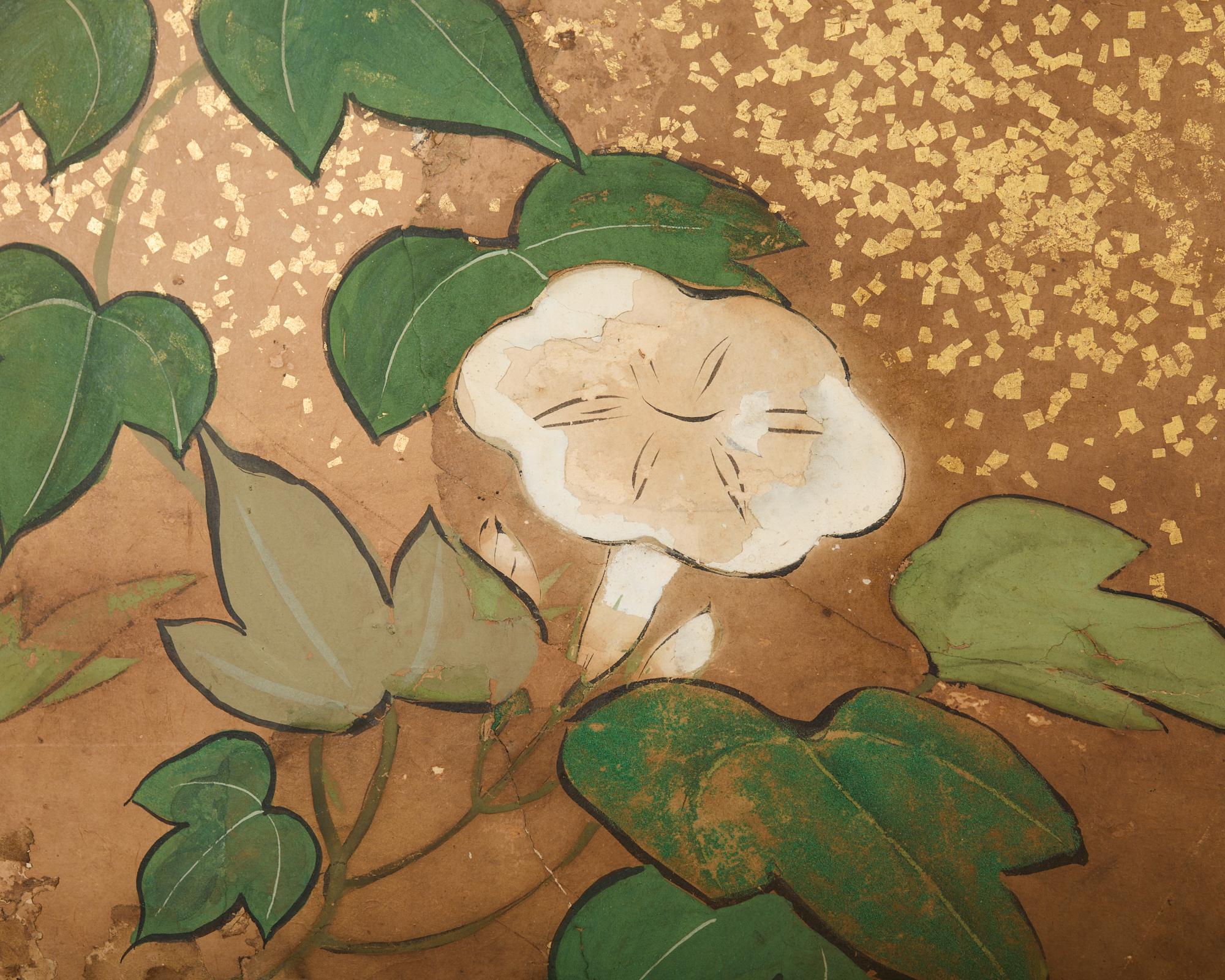 Biombo japonés Edo de seis paneles Floración Morning Glory en venta 10
