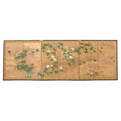 Biombo japonés Edo de seis paneles Floración Morning Glory