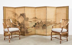 Japanese Edo Six Panel Screen Nanga School Landscape