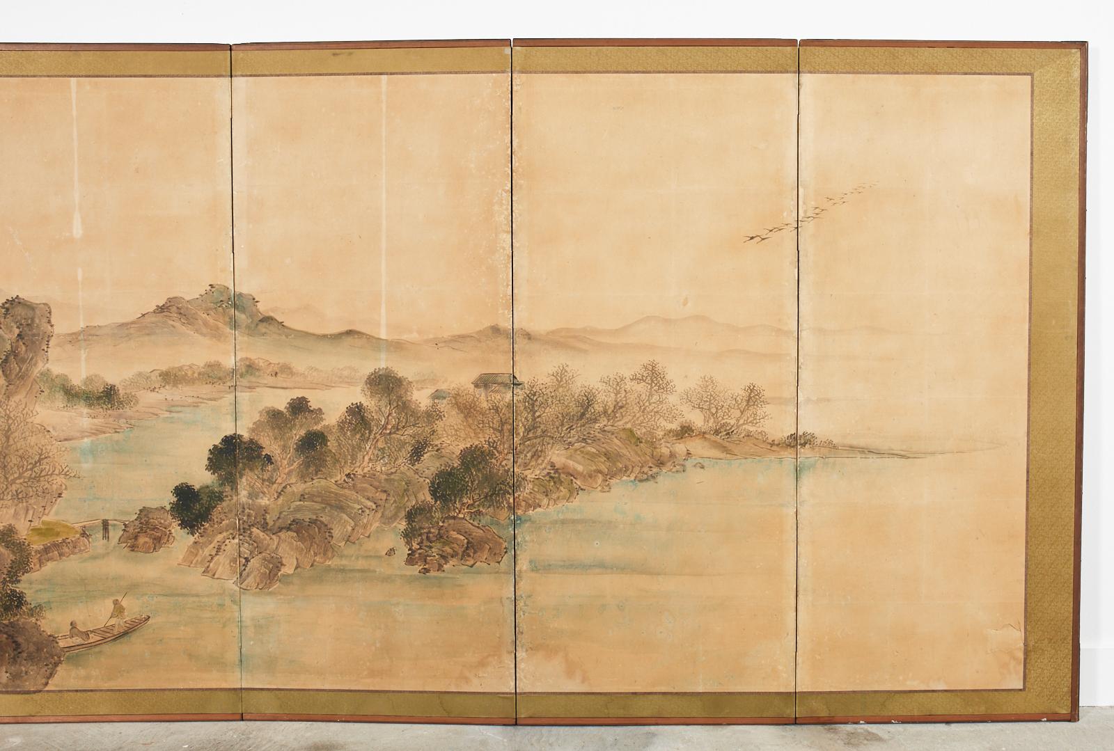Nanga-Schule-Landschaft mit sechs Tafeln und Nanga-Raumteiler (Japanisch)