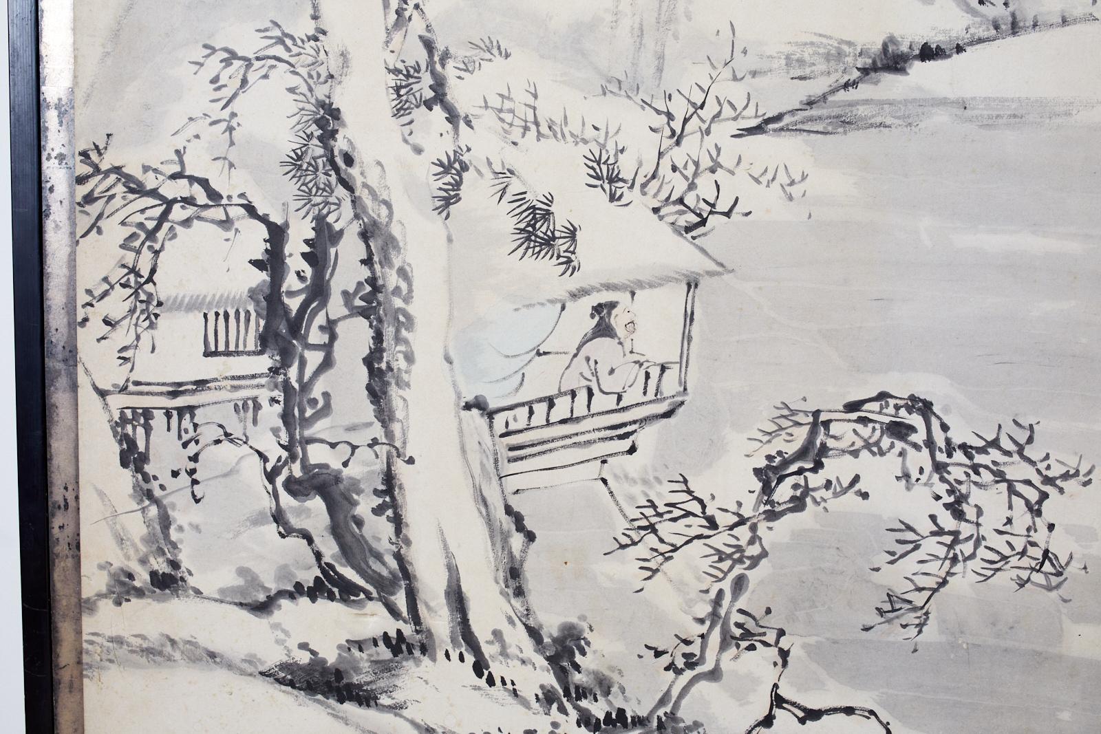 Japanese Edo Six-Panel Screen of Mountain Landscapes 8