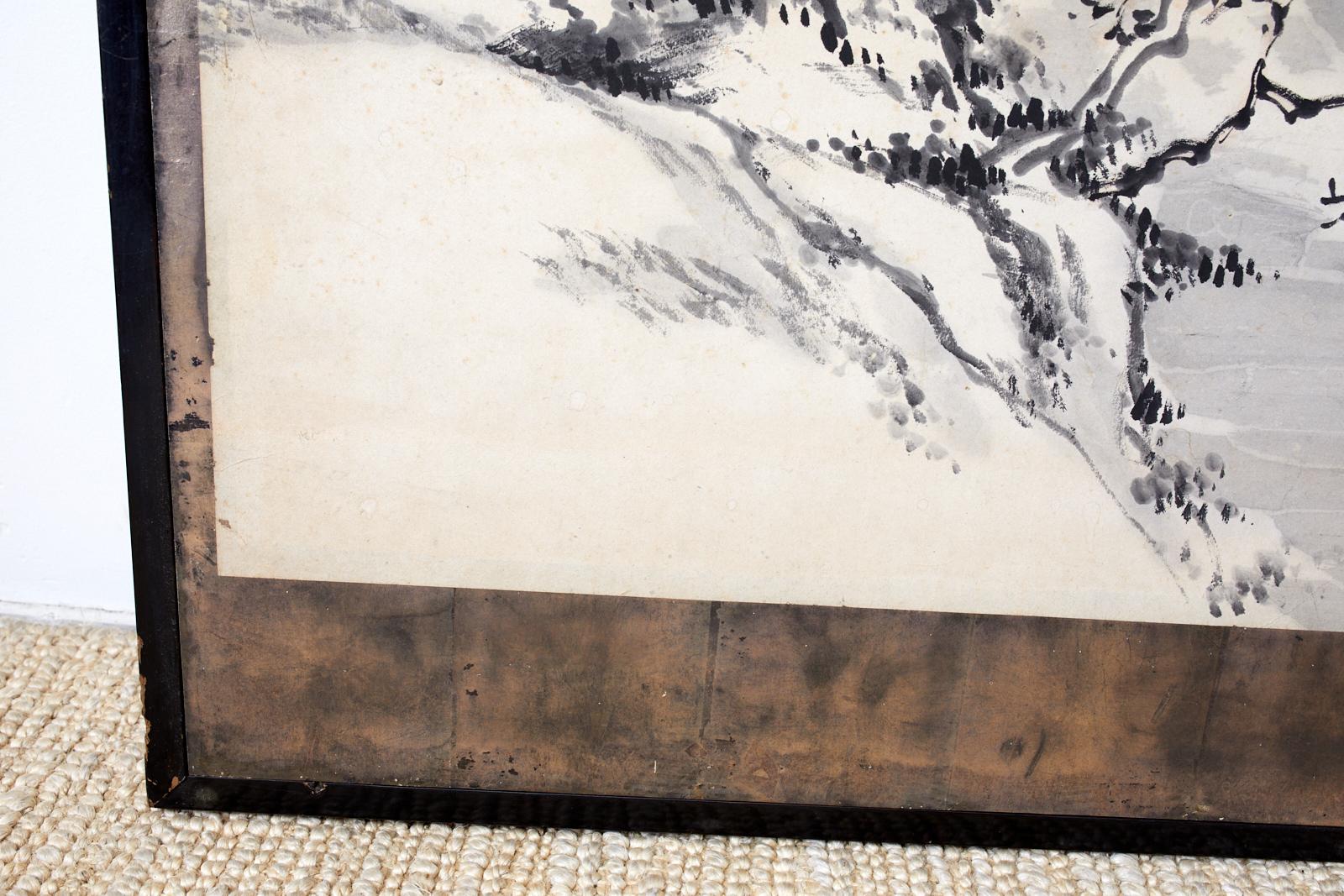 Japanese Edo Six-Panel Screen of Mountain Landscapes 9