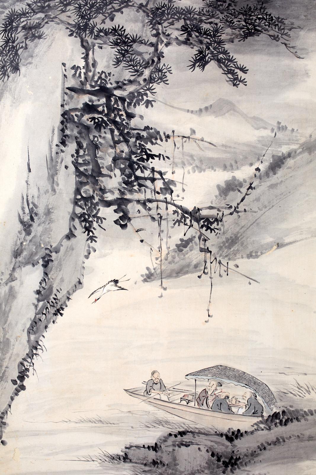Japanese Edo Six-Panel Screen of Mountain Landscapes 10