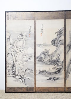 Japanese Edo Six-Panel Screen of Mountain Landscapes