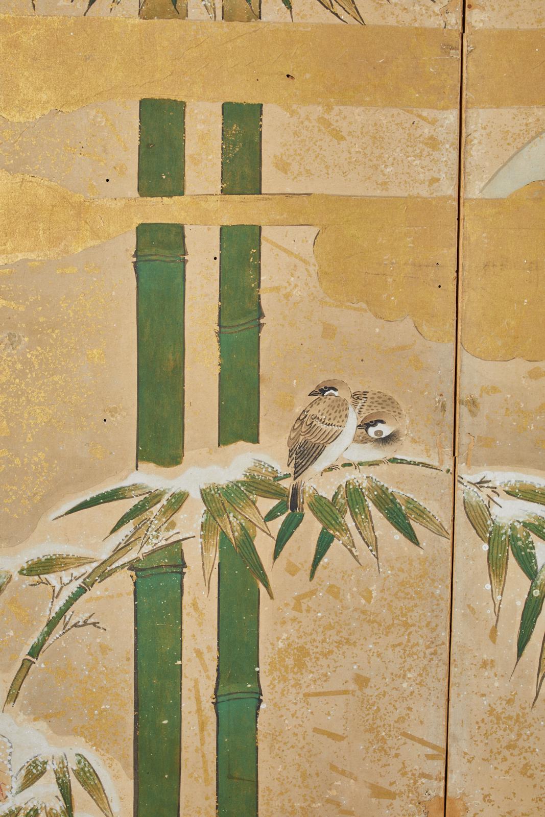 Japanese Edo Six-Panel Screen Seasonal Winter Landscape 8