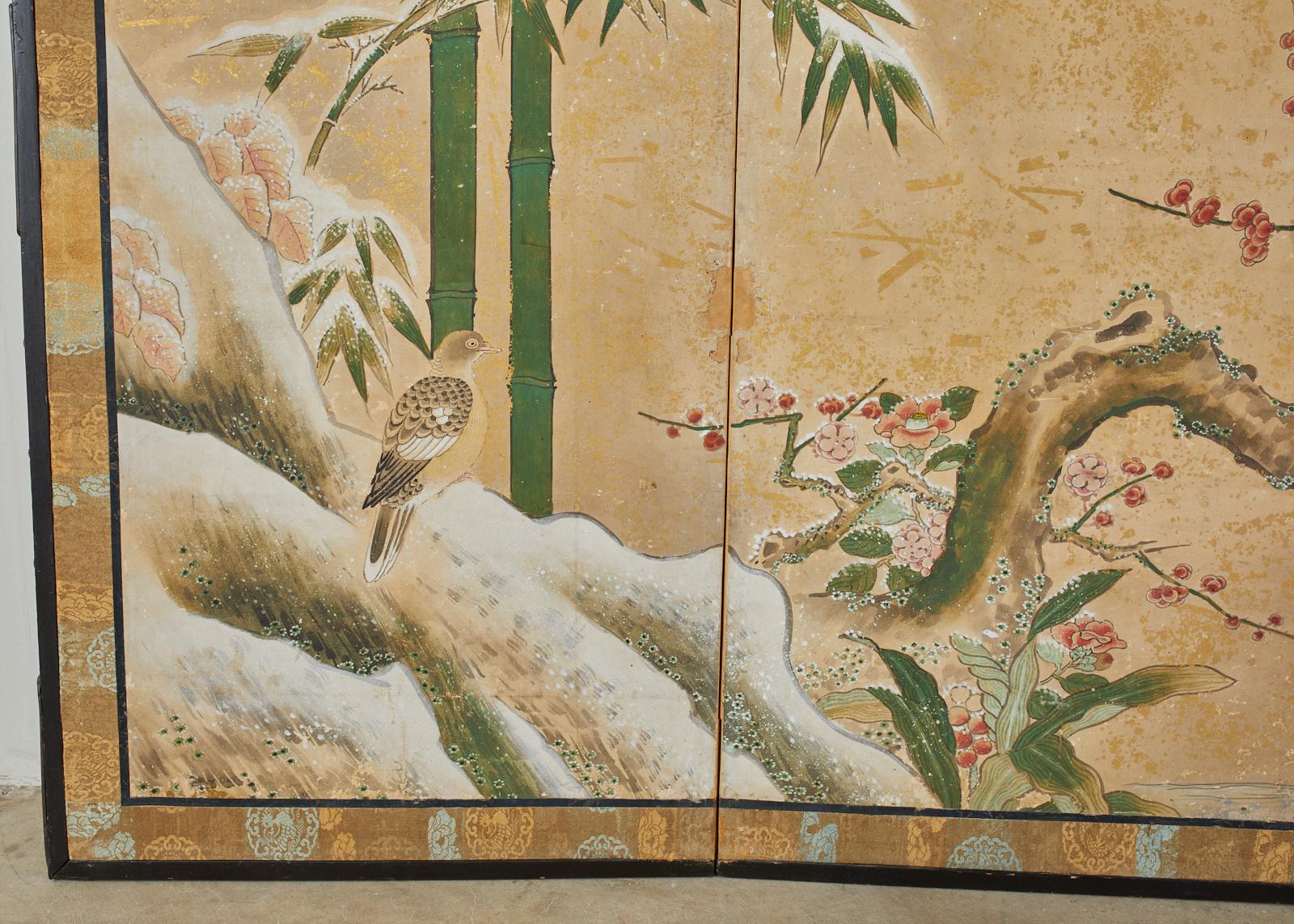Japanese Edo Six-Panel Screen Seasonal Winter Landscape 10