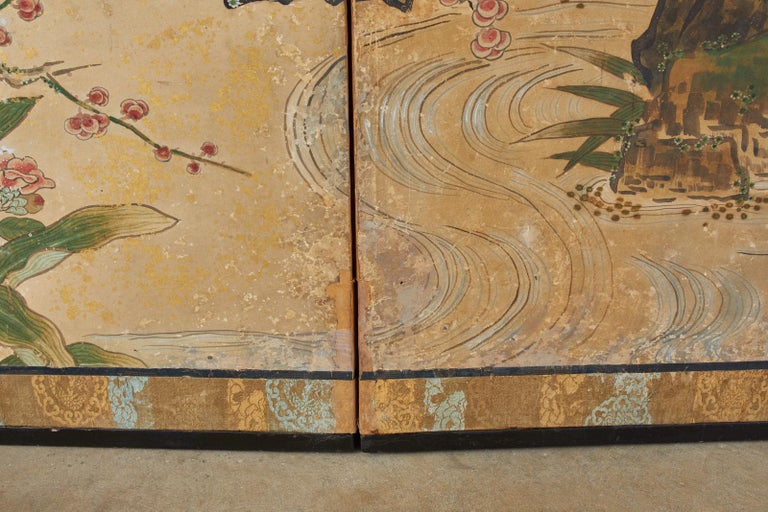 Japanese Edo Six-Panel Screen Seasonal Winter Landscape For Sale 12