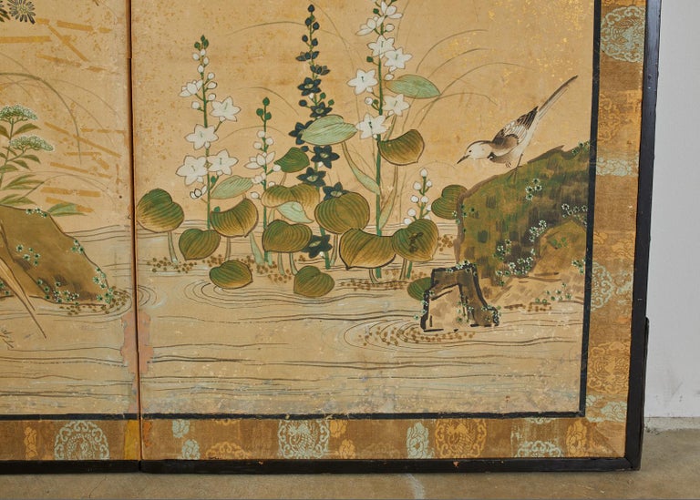 Japanese Edo Six-Panel Screen Seasonal Winter Landscape For Sale 2